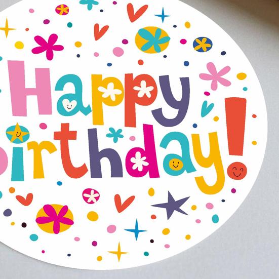 6Pcs Happy Birthday Thank You Sticker Set Cute Party Decals for Gift Wrapping Cards Kindergarten Crafts Colorful Birthday Stickers for Celebration