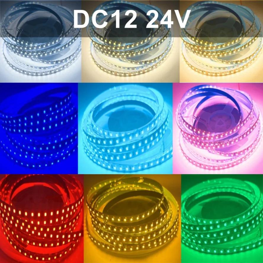 SMD2835 120LEDs/m LED Strip 5M 12V 24V 220V Home Lamp Strip Decor Colorful Flexible Lamp Bar for TV Background Home Decoration