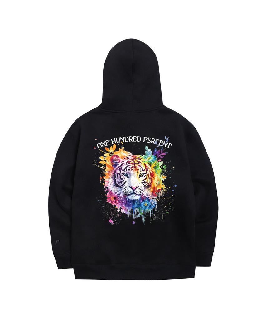 Ohpxharmonia B Colorful Tiger Fleece-Lined Hoodie