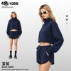 Womens Oversized Short Crop Hoodless Zip-Up Sweatshirt With Drawstring Waist Cotton Blend Streetwear Style