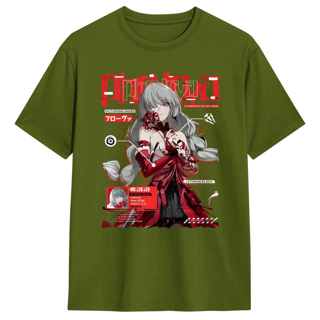 Wuthering Waves Characters Tshirt Summer Phrolova Fashion T Shirts Unisex Cotton Crewneck Plus Size Shortsleeve Streetwear Tops