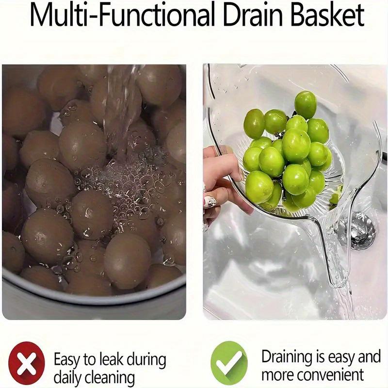 High-Quality, Versatile Kitchen Drain Basket - Multifunctional Plastic Strainer with Funnel for Vegetables, Pasta, Fruit & Salad