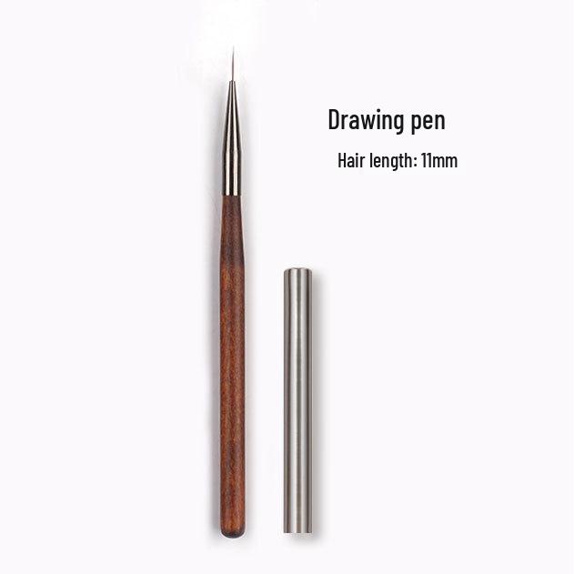 Sada štětců na nehtové umění ze santalového dřeva: Kulaté a ploché gelové štětce, liner, pro přechody, krajky a tečkování