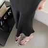 Silver Ladies Wedges Slippers Slides Female Flip Flops Pointed Toe Fashion Low Heel Footwear Slippers Sandals Shoes For Women