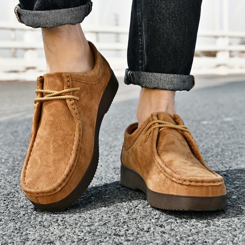 Autumn Men Casual Shoes Suede Leather Work Male Lace-Up Flats Sneakers Platform British Business Party Dress Shoes