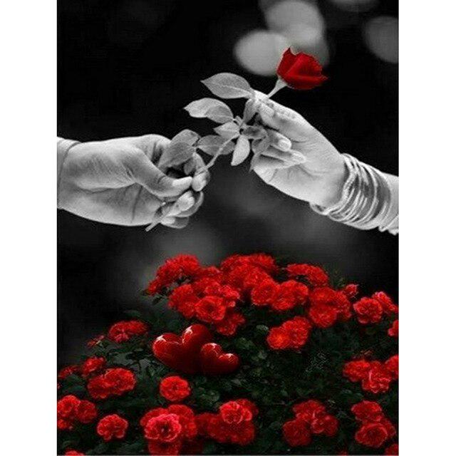 DIY 5D diamantmaleri Blomster Diamantbroderi Helrunde Rhinestones Korssting