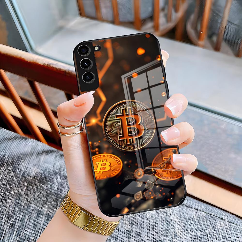 

Luxury Bitcoin Phone Case For Samsung S26 S25 Plus S20 S20 Plus S22 Ultra S23 FE S21 Plus S21 Ultra Glass Cover Samsung S20