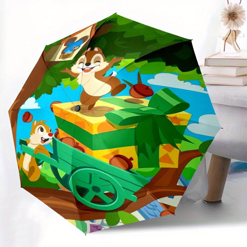 Disney Chip & Dale Adventure Automatic Opening and Closing Umbrella - Suitable for Various Occasions, Outdoor Activities, Lightweight and Du