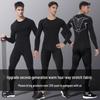 Set de lenjerie termică de iarnă pentru bărbați, cu fleece interior și efect de compresie - cu mânecă lungă, cu uscare rapidă, pentru alergare, antrenament, schi și sporturi de fitness.