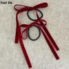2Pcs Fashion Red Black Velvet Bow Hair Ties Hairpin For Women Girl New Year Hair Accessories Bow Rubber Bands Hair Clips