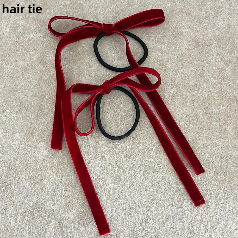 

2 шт. Модные красные черные бархатные банты резинки для волос заколка для волос для женщин девушки новогодние аксессуары для волос бант резинки для волос заколки A2