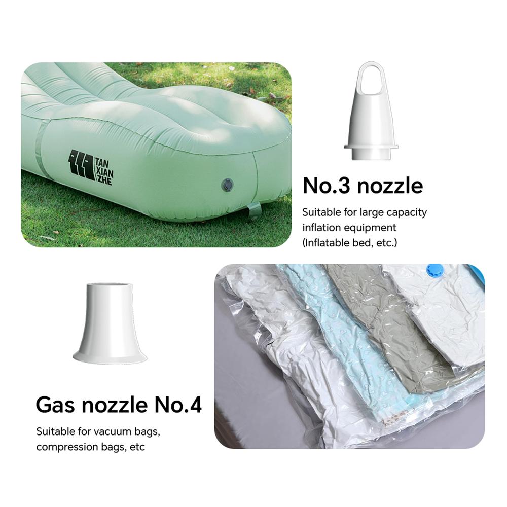Outdoor camping quick inflation deflation cordless portable air pump with LED light mini air compressor rechargeable 4KPa 4 outlet nozzle