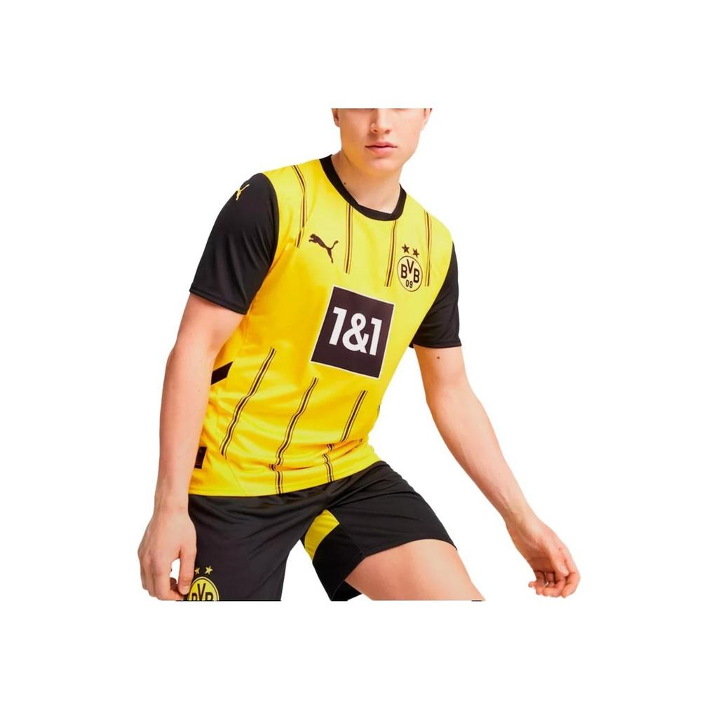 Puma Borussia Dortmund 2024-2025 Season SS24 Quick-Dry Slim-Fit Short-Sleeve Soccer Jersey Men Tops Yellow 774946-01