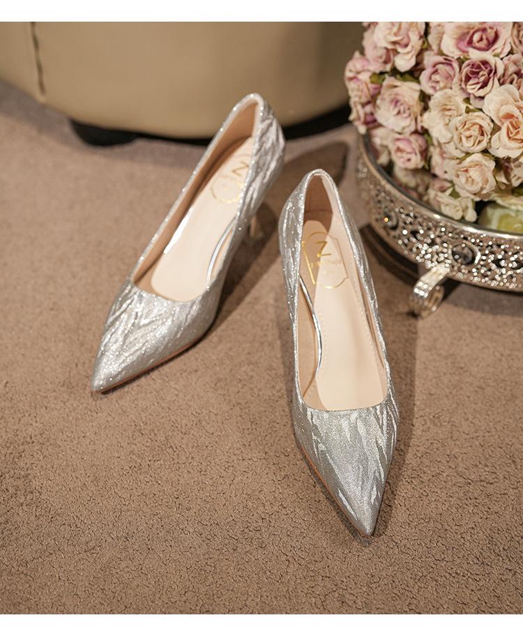 French Sparkly Versatile High Heels - Wedding & Banquet Shoes for Women