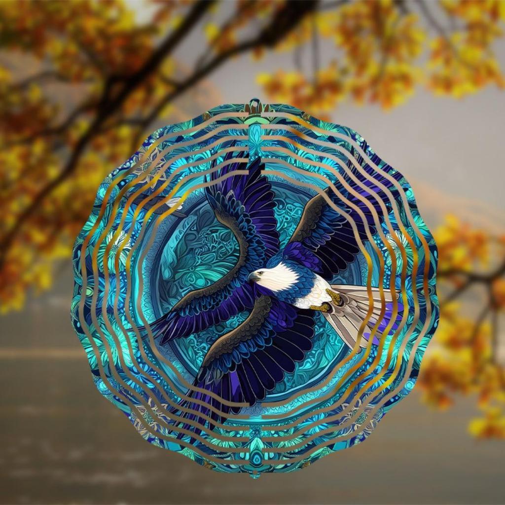10 Inch Eagle Wind Chime for Outdoor Decor Rotating Hook Hanging Ornament Perfect for Courtyard Lawn Garden Spring Summer Gift