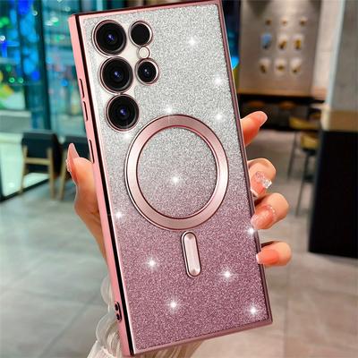 Bling Helle Abdeckung Für Samsung Galaxy S24 S23 S22 S21 S20 Ultra Plus FE Glitter Fall Note20 Ultra Plat Wireless MagSafe Magnetische