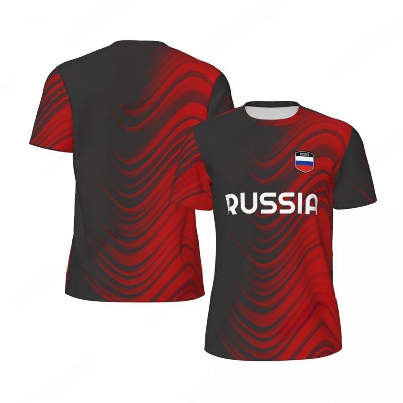Russian Flag Pattern Men's Football Summer 3D National Emblem Loose Quick Drying T-shirt