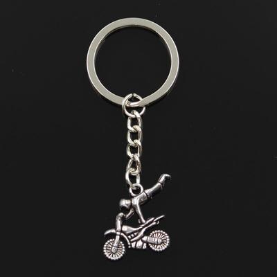 Fashion 30mm Key Ring Metal Key Chain Keychain Jewelry Antique Silver Color Plated Motorcycle Motorcross 25x25mm Pendant