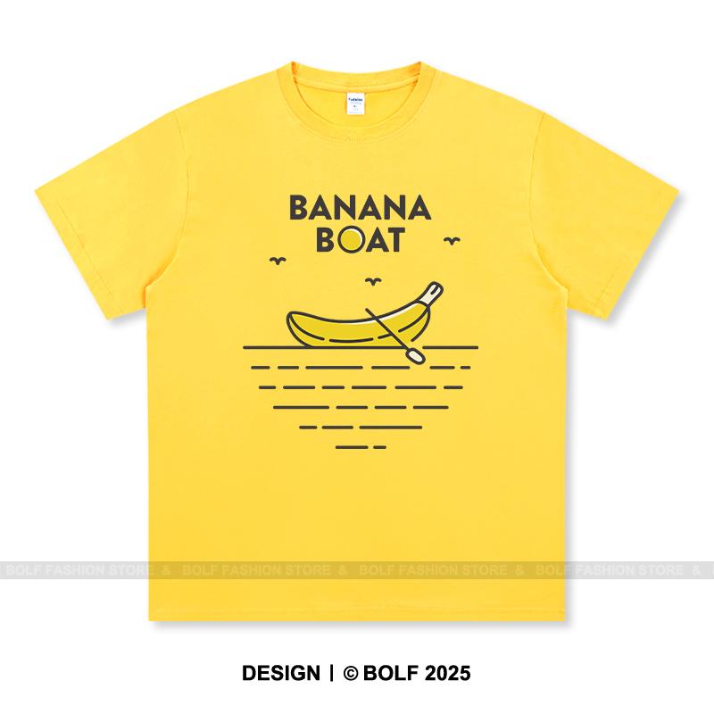 Women's Banana Boat Printed T-Shirt 100% Cotton Oversized Tropical Graphic Tees for Men Summer Tops Vacation Streetwear