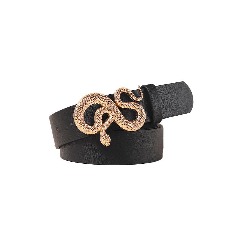Trendy Unisex Punk Leather Belt with Snake Buckle