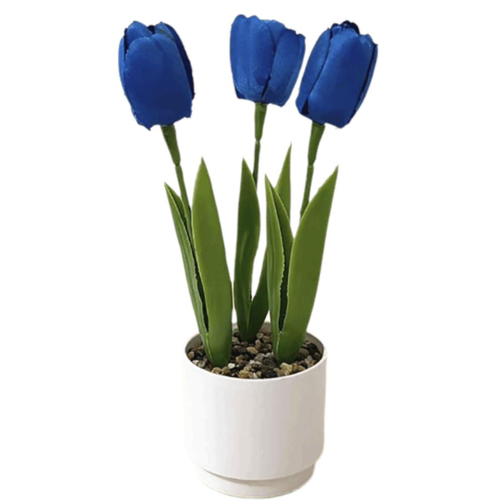 3/5 Heads Artificial Tulip Flower Bonsai Multicolor White Flowerpot Simulation Flower Bonsai Photo Props Faux Flower Potted Gift