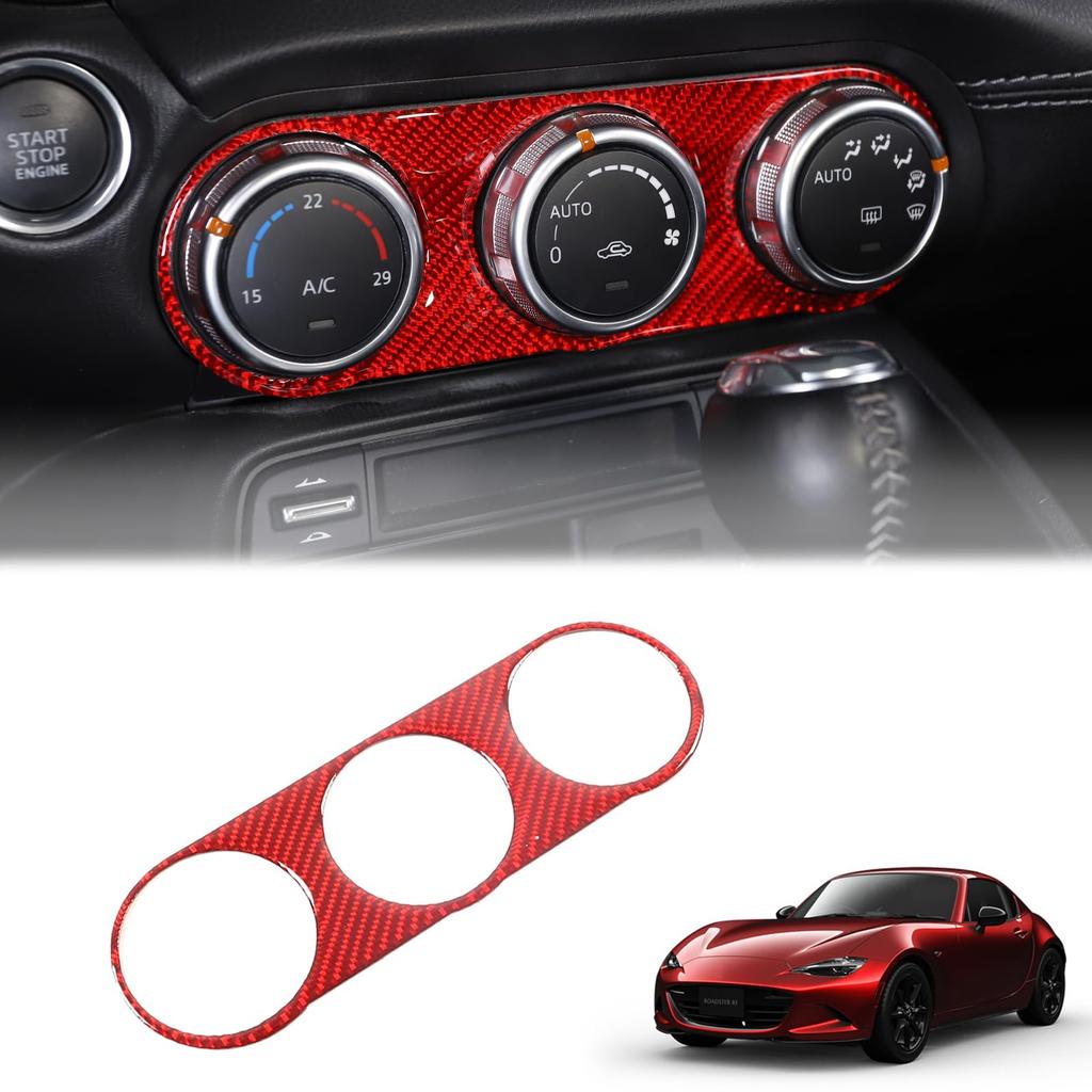 Hcilloend Carbon Fiber Air Conditioning Switch Air Conditioning Control Air Conditioning Knob Air Conditioning Control Cover for New Mazda Roadster RF