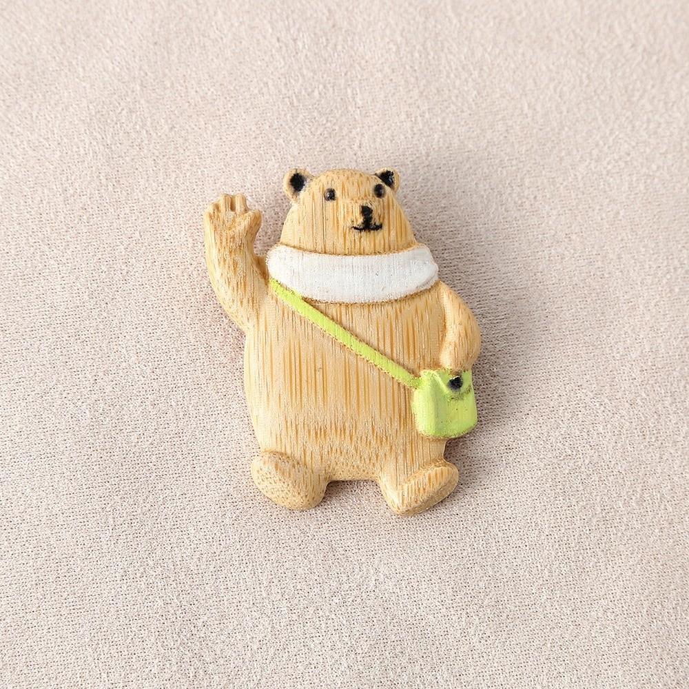Guitar Bear Animal Pin Scarf Bear Badge Exquisite Sweater Wooden Brooch Party