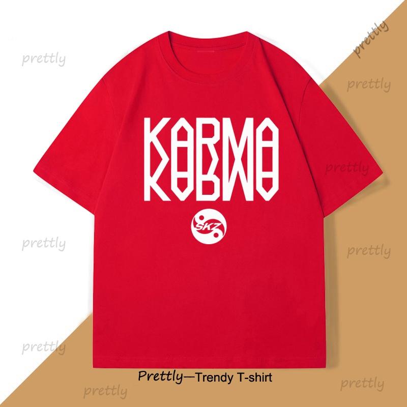 

Kpop Korean Karma Album T Shirt SKZ World Tour 2025 TShirt Men Women Soft Comfortable Tshirt Casual Cotton Short Sleeve Tops S