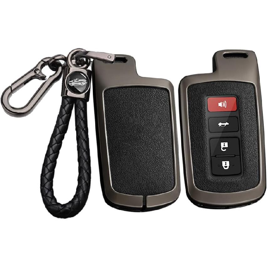 

SANRILY PU Leather 3/4 Button Key Fob Cover Fit for Toyota Highlander 2019 2018 Toyota Tacoma Corolla Sequoia Camry Tundra Avalon RAV4 4Runner чёрный