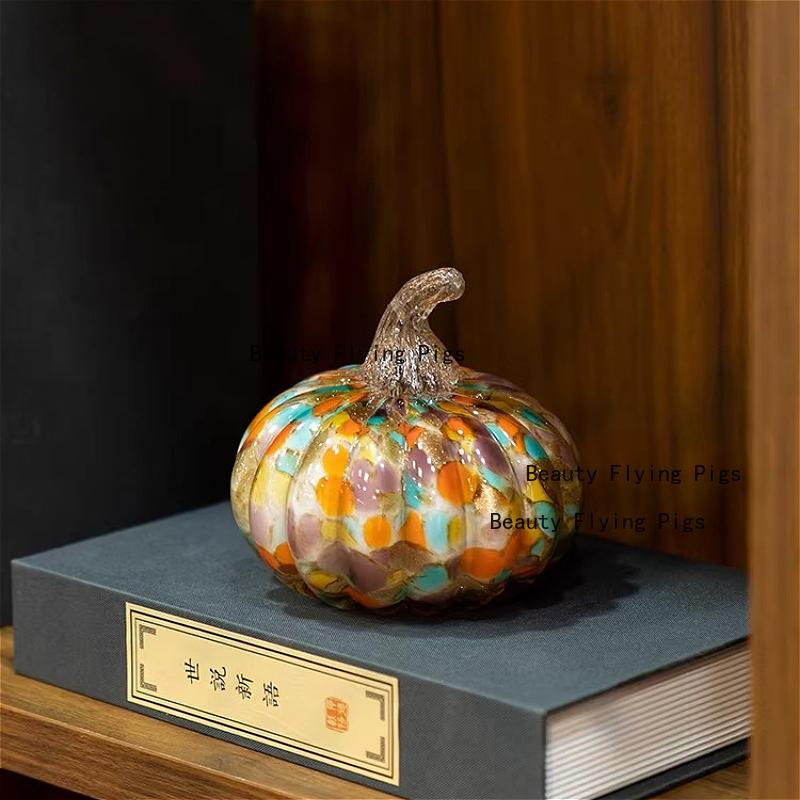 Glass Pumpkin Ornament Desktop Ornament Home Decoration Cartoon Pumpkin Shaped Ornament Halloween Decorations Glass Handicrafts