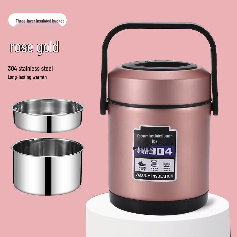 BingYue 304 Stainless Steel 3-Layer Insulated Lunch Box 2.2L