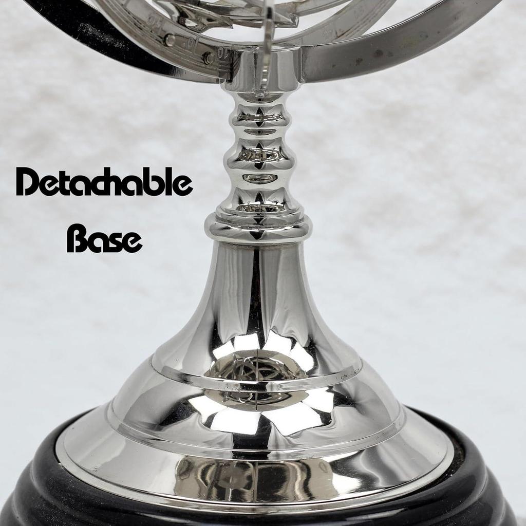 Wood Sphere Globe (floored Base - 4 Inch , Globe Size : 12 X 6 Inch, Brown)