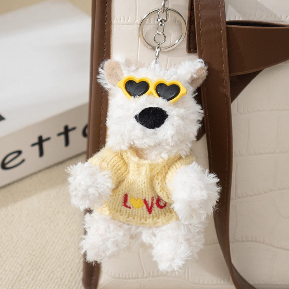 Cartoon Animal Plush Puppy Doll Keychain Anti-lost Car Hanging Pendant  Kids Birthday Gift