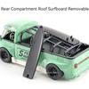 1/32 Scale Bus Transporter Model Car with Surfboards Convertible Camping Van, Zinc Alloy Pull Back Toy Car with Sound and Light for Kids Gift