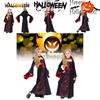 Spooky Halloween Witch Costume For Kids Black Polyester Scary Girl Party Outfit