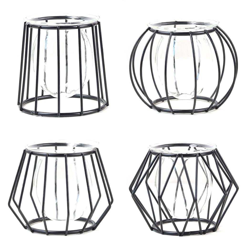 Nordic Glass Vase With Metal Holder Geometric Diaplsy Stand Terrarium nordic-glass-vase-with-metal-holder-geometric-diaplsy-stand-terrarium