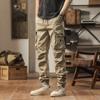 Working Pants for Men's Spring and Autumn Pure Cotton Wear-resistant Small Feet Tying Pants American Retro Multi-pocket Casual Pants Trousers