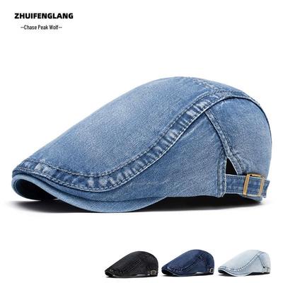 Umývateľná džínsová šiltovka: Unisex plochá čiapka a baret
