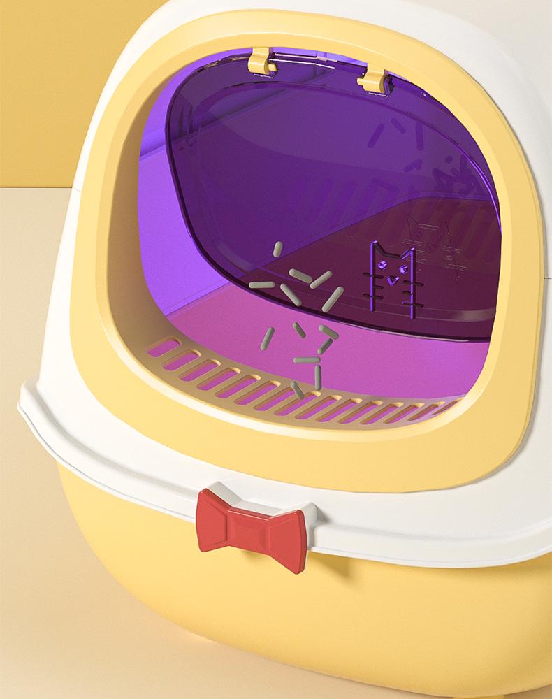 Extra Large UV-Lit Enclosed Cat Litter Box with Scoop