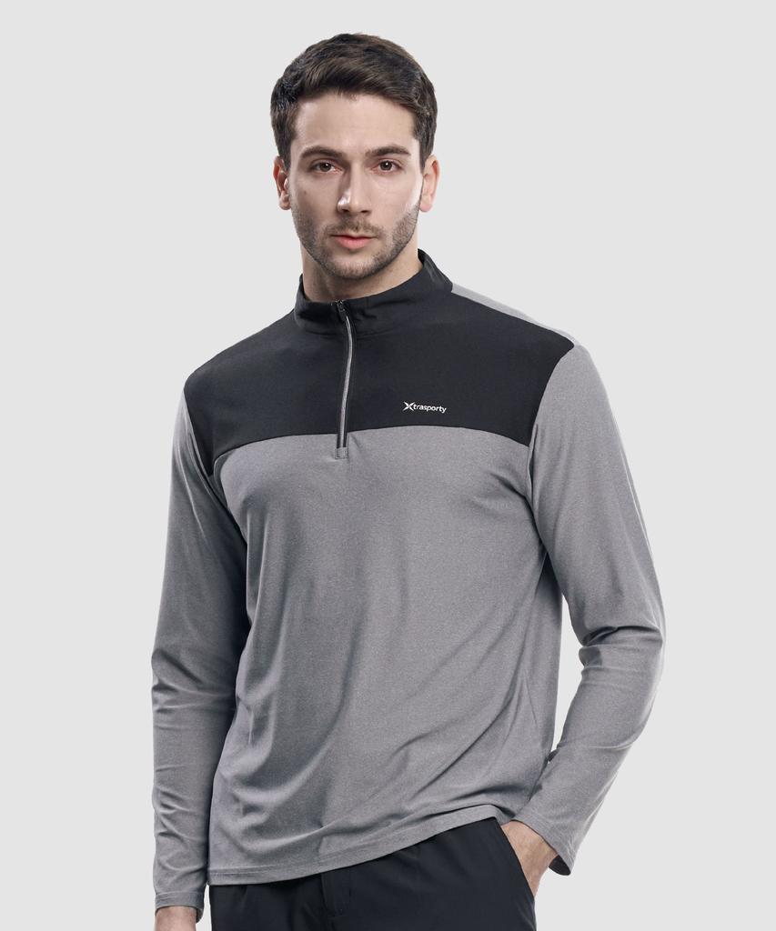 EXTRASPORTY Top Secret Men'S Color-Blocked Long Sleeve Zip-Up T-Shirt 6 Colors (Type A)