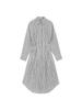 Meuameu Side Pleated Stripe Shirt Dress