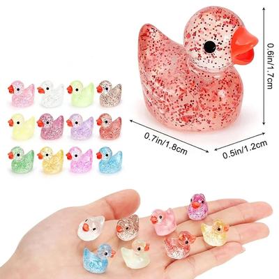~Glitzernde Miniatur-Harzente Kleine Enten für DIY-Garten-Mikrolandschaft Aquarium Topfpflanzen Puppenhaus Dekoration Dekoration