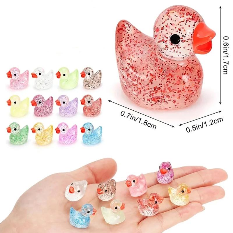 10-100Pcs Glitter Miniature Resin Duck Mini Tiny Ducks For Diy Garden Micro Landscape Aquarium Potted Dollhouse Decoration Decor
