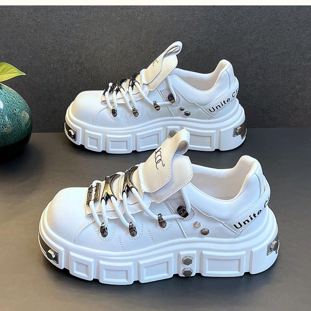 Fashion Men's Fashion Platform Sneakers Men Punk Muffin Shoes Male European Style Designer Leather Shoes Outdoor Trendy Cool Model Shoes