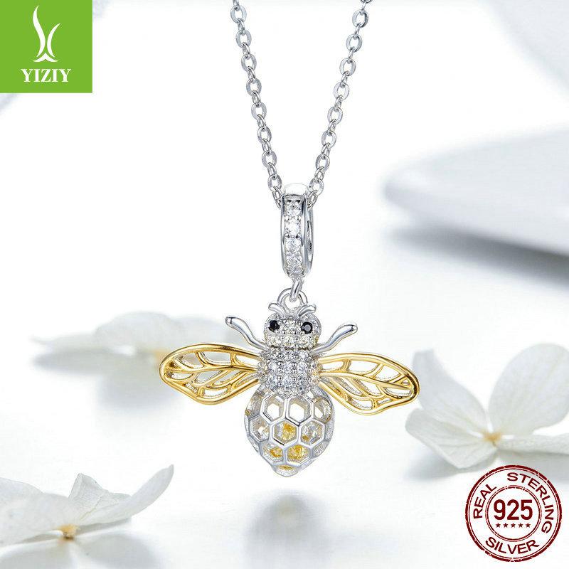 925 Sterling Silver Pendant Perpetual Bee White Gold Plated Fashion Necklace Pendant Scc1125