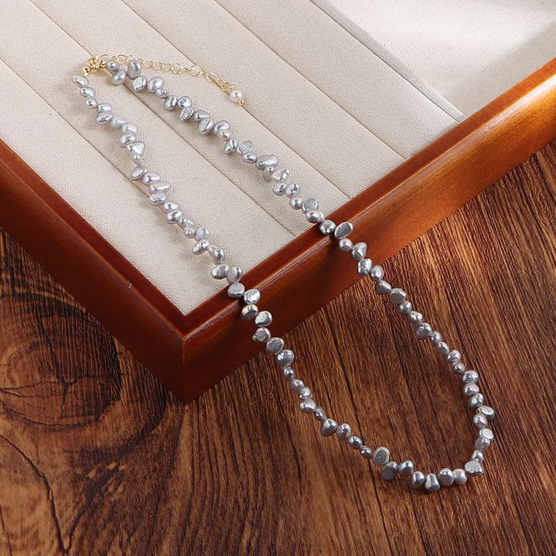French Retro Natural Freshwater Pearl Necklace Women's Fashion Simple Temperament Neck Chain Sweater Chain Wholesale
