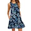 Women's Fashion Beach Dress Sleeveless Round Neck Floral Print Dress