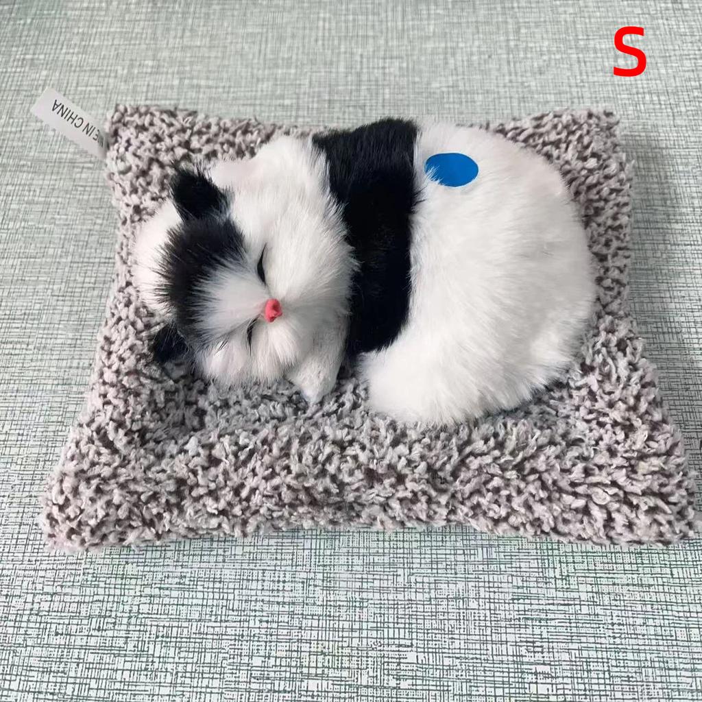 Simulated Cat Ornament With Built-in Activated Carbon Purifying Air Cute Doll Car Decor Sleeping Cat Figurine Press To Sound