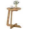 C-Shaped Side Table Round Side Table Quick Assembly for Small Spaces Living Room Bedroom Natural
