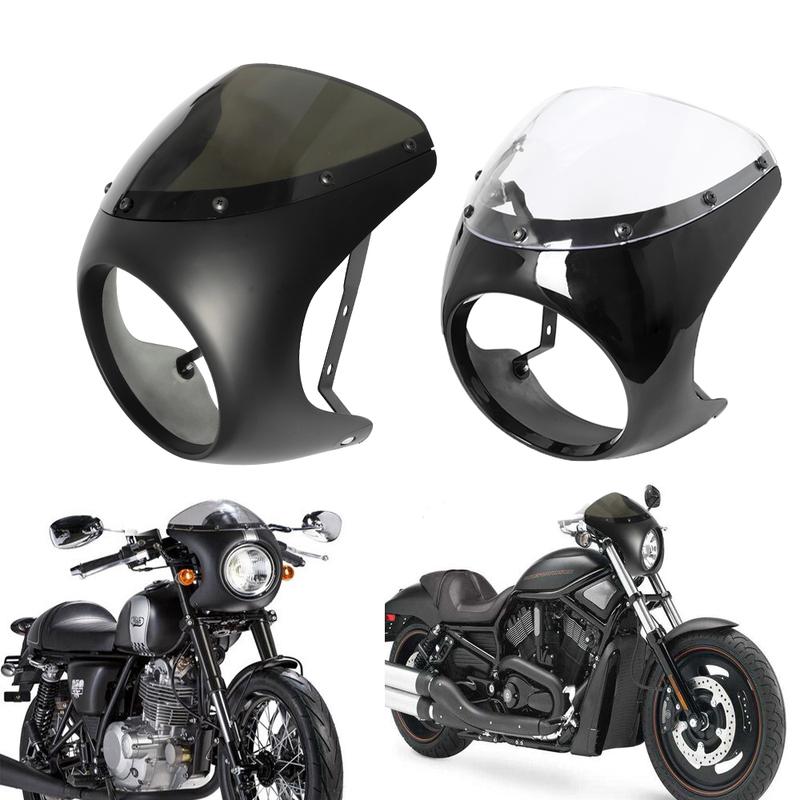 Für Harley Sportster Bobber Touring Honda Motorrad Universell Cafe Racer 7 Zoll Scheinwerfer Lenker Verkleidung Windschutzscheiben Kits